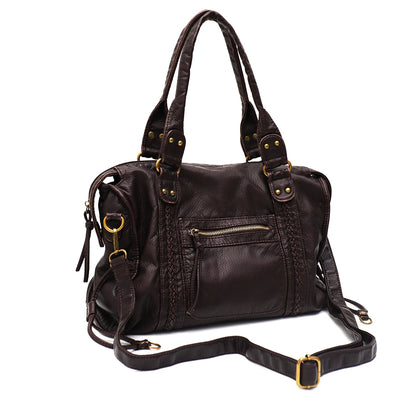 Washed PU Shoulder Tote Bag