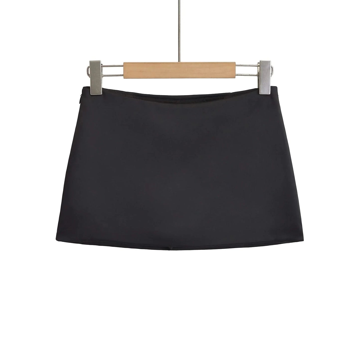 Y2K Black Satin Mini Skirt - Korean Summer Fashion