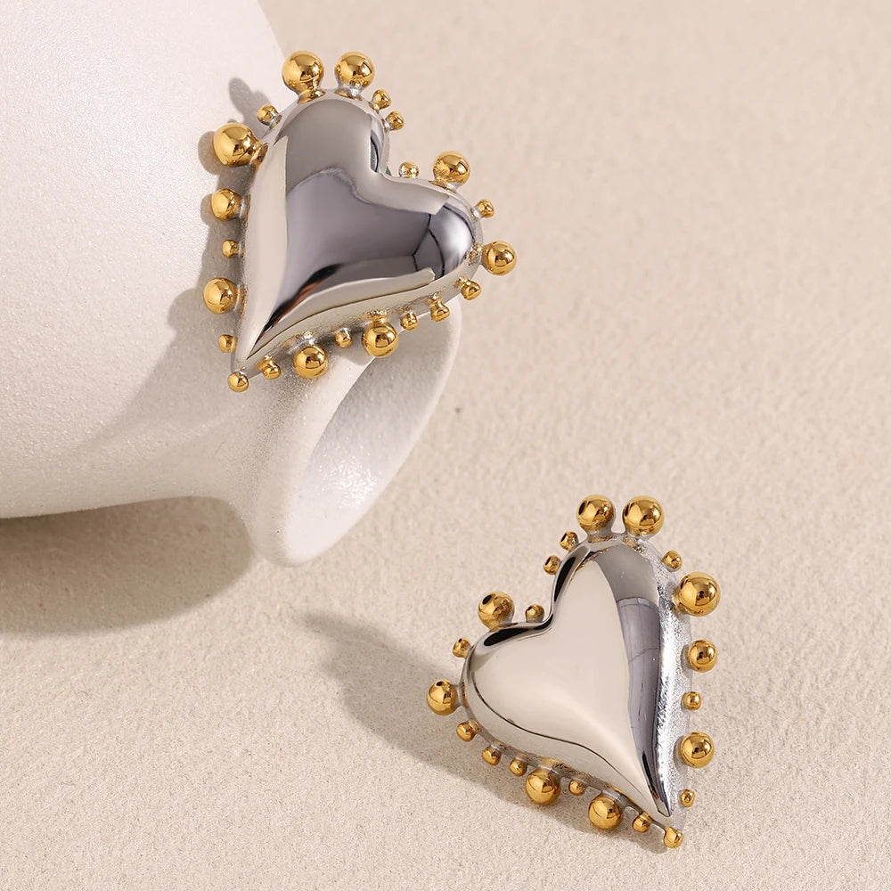 Mixed Color Heart-shaped Stud Earrings