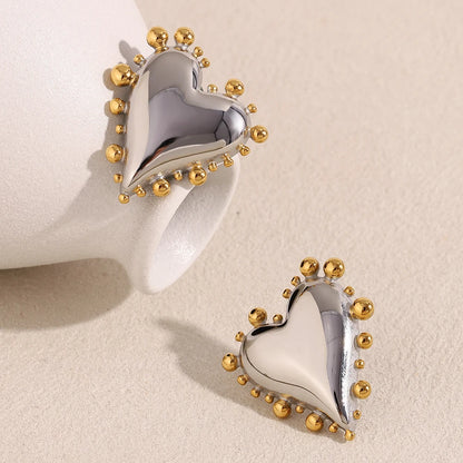 Mixed Color Heart-shaped Stud Earrings