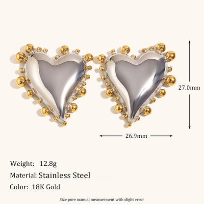 Mixed Color Heart-shaped Stud Earrings