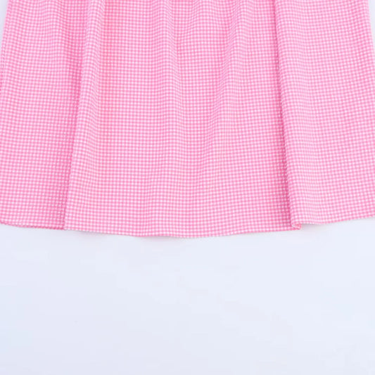Plaid A-Line High Waist Skirt - Checkered Commuter Style - lifestyle photo