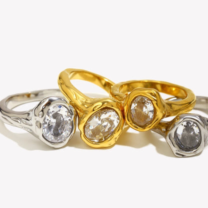 Zircon Stainless Steel Tarnish Free Ring
