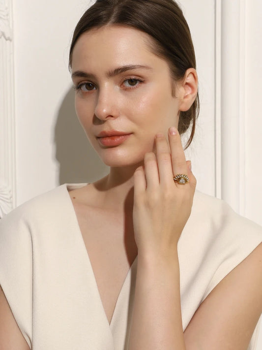 Rhinestone Sun Layer Ring