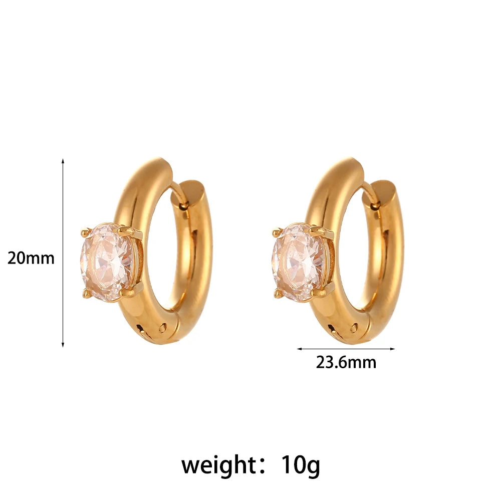Chunky Gold Plated Round Zircon Earrings
