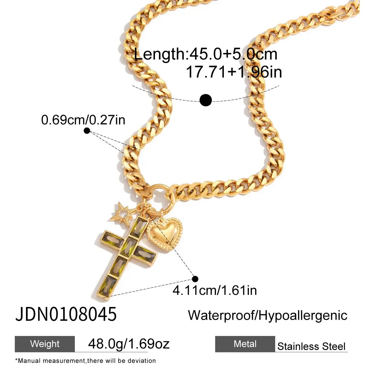 Zara Zircon Classic Cross Pendant Necklace