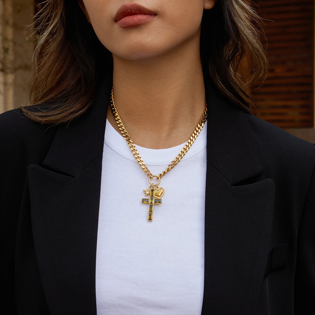 Zara Zircon Classic Cross Pendant Necklace