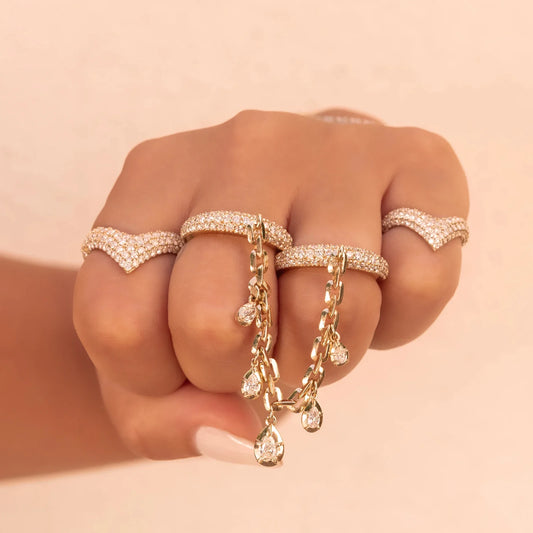 Gold V Zircon Ring