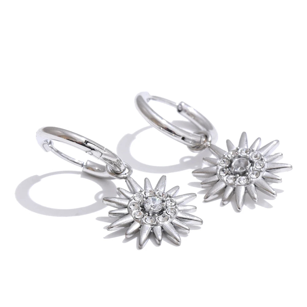 Sun Drop Hoop Earrings - Exquisite Zirconia Sparkle