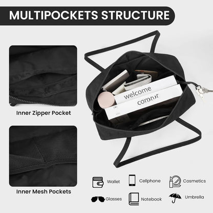 Lightweight Bowler Bag Women Shoulder Purse Black