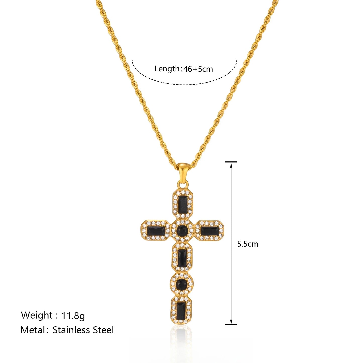 Black Cross Zircon Necklace