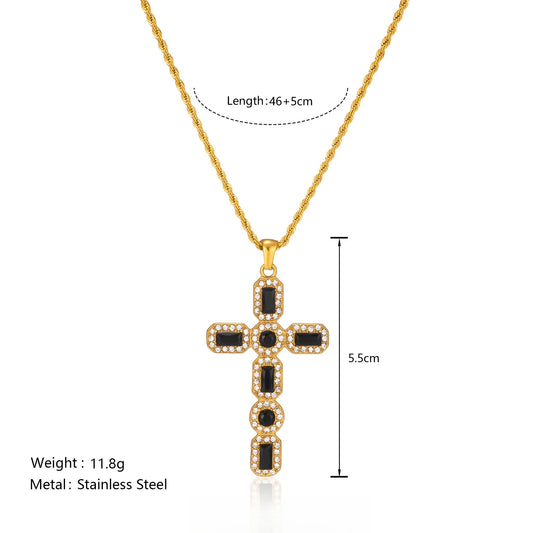 Black Cross Zircon Necklace