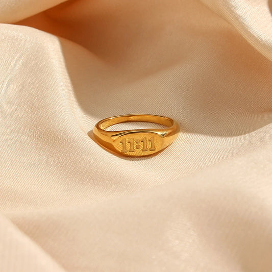 11:11 Angel Number Signet Ring - Elegant Women's Jewelry - additional view 6