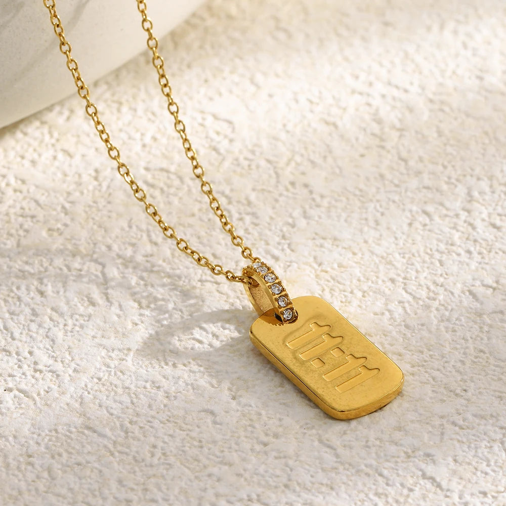 Mia Gold Zircon 11:11 Pendant Necklace