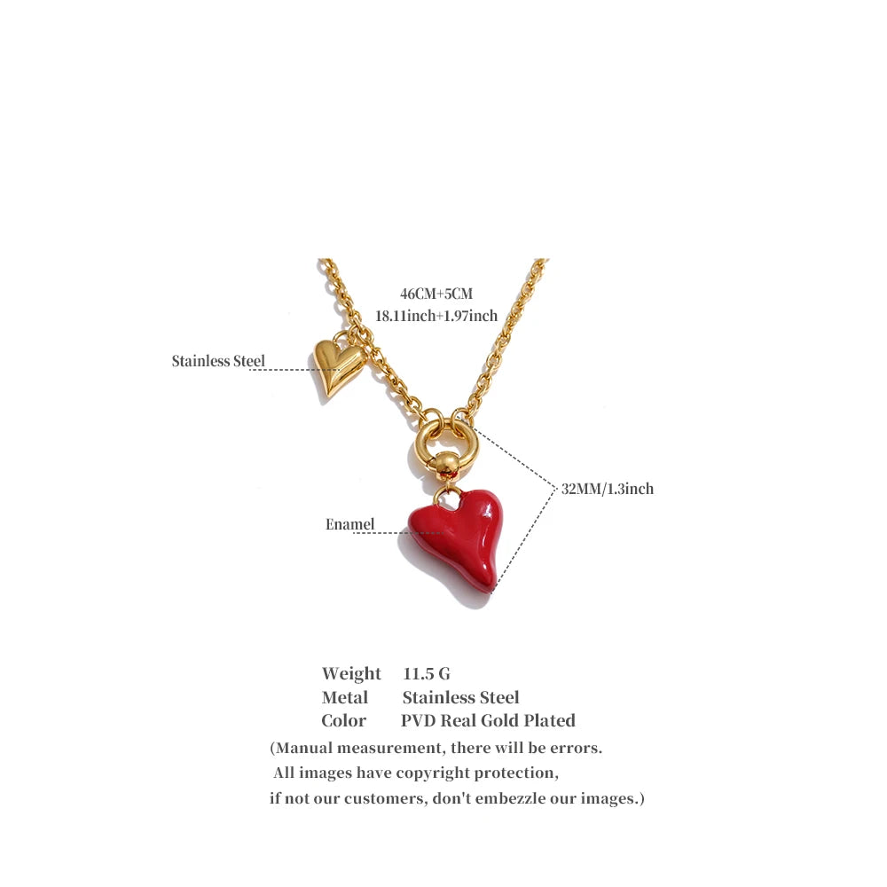 Enamel Heart Drop Necklace product image 7 of 16