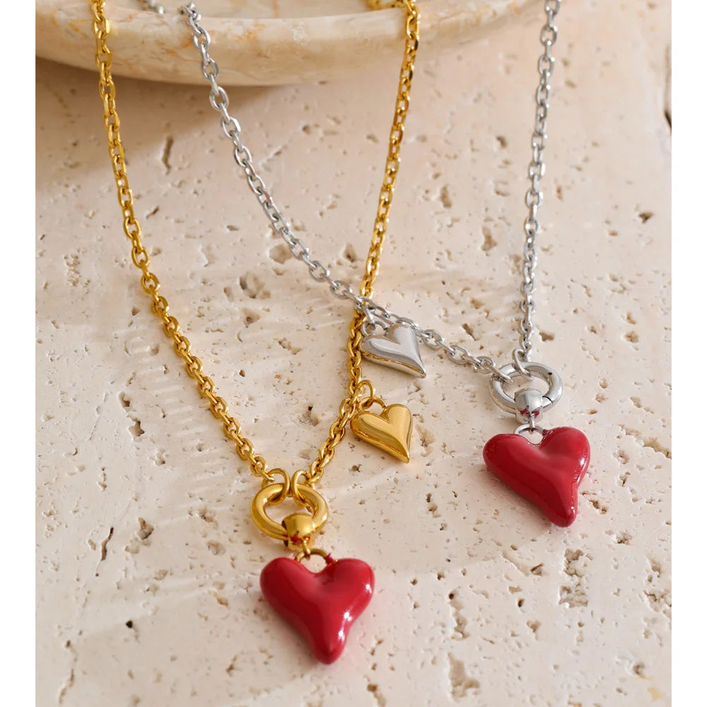 Enamel Heart Drop Necklace product image 3 of 16