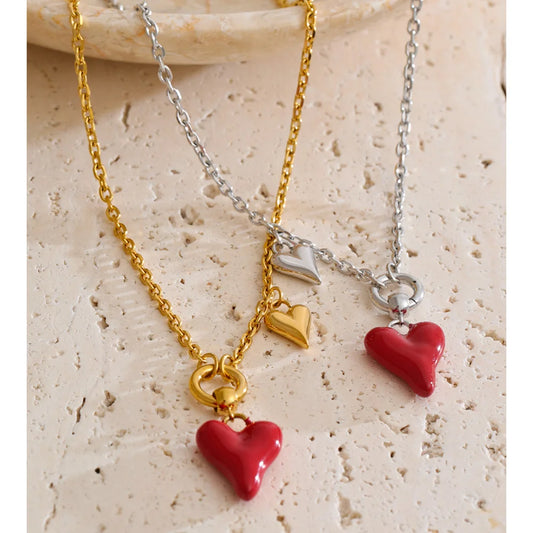 Enamel Heart Drop Necklace product image 3 of 16