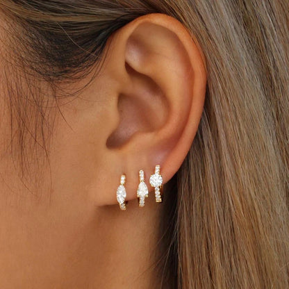 Gold silver color Stud Hoop Earrings for Women Cubic Zirconia Drop Earring Chain Circle earrings 20022 Jewelry