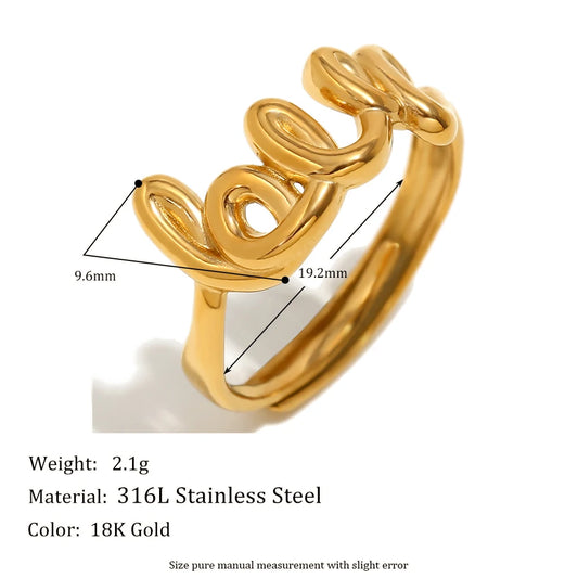 Ella Gold Love Ring Stainless Steel Wedding Band
