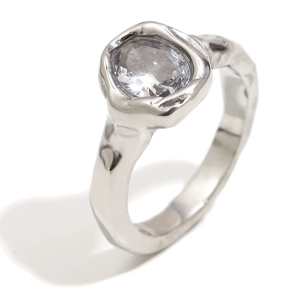 Zircon Stainless Steel Tarnish Free Ring