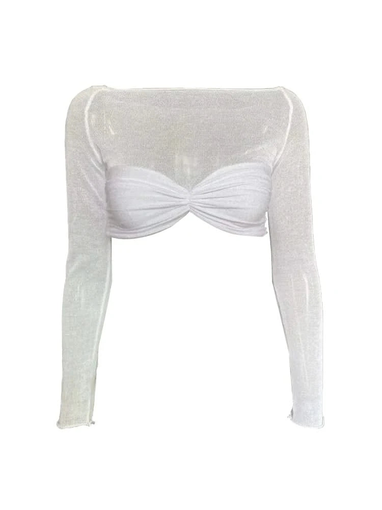 See Through Mesh Crop Top for Women