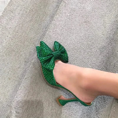 Rhinestone Bow Slippers - Sparkling Comfort and Style