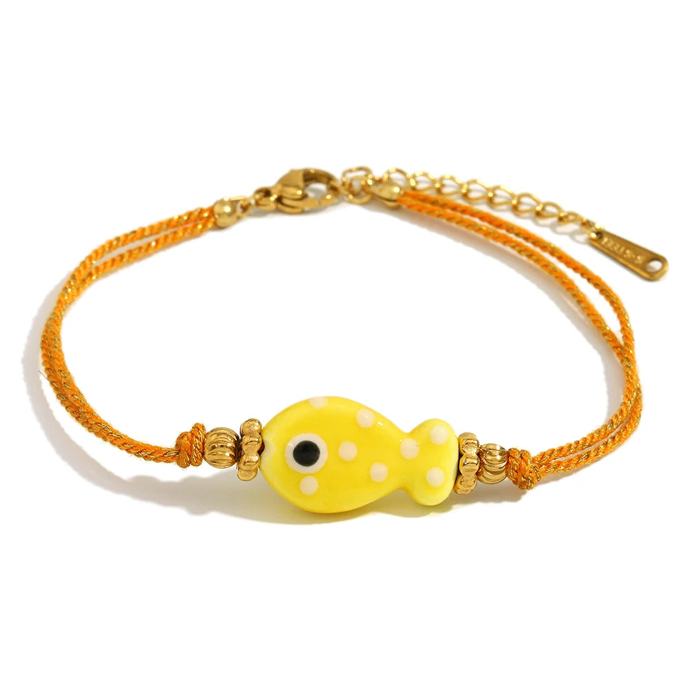 Colorful Fish Gold Bracelet – Summer Statement Piece