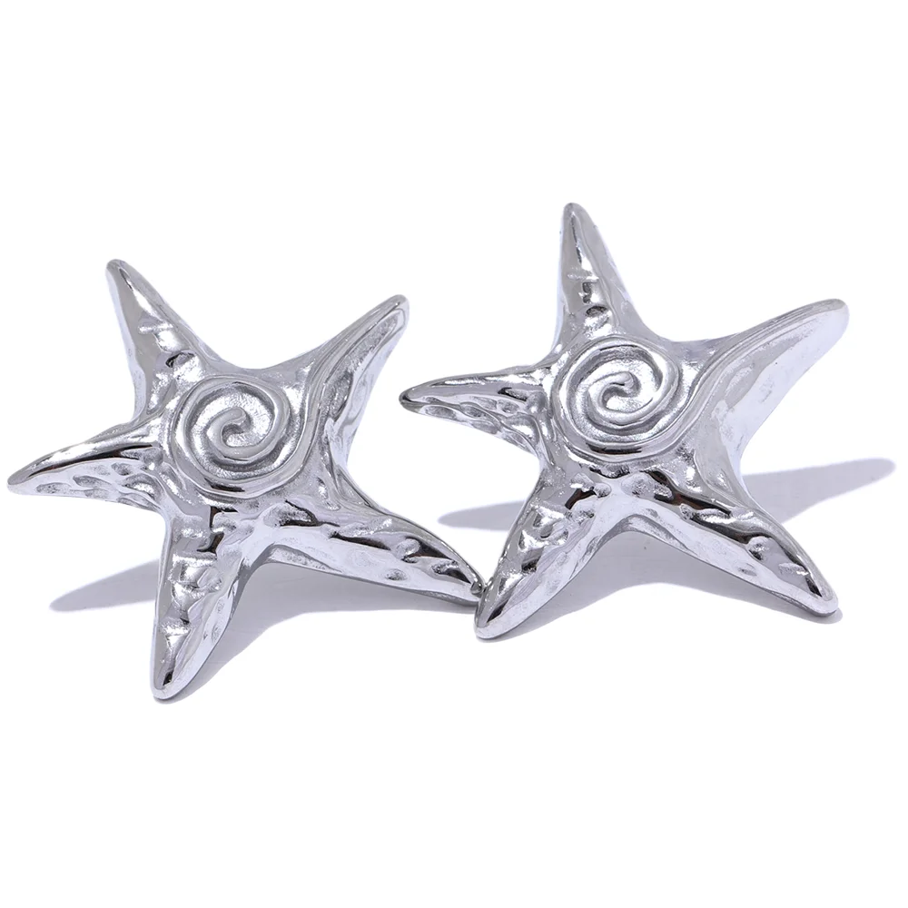 Steel Color of Star Stud Earrings