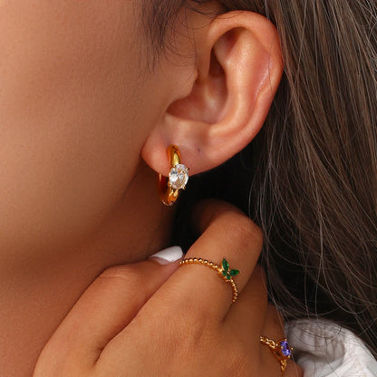 Chunky Gold Plated Round Zircon Earrings