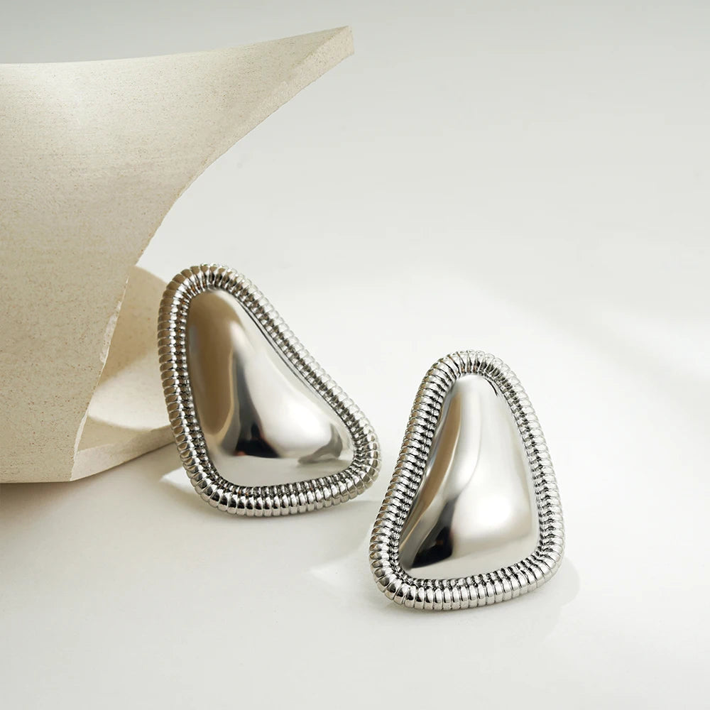 Irregular Trendy Gold Plated Triangle Stud Earrings