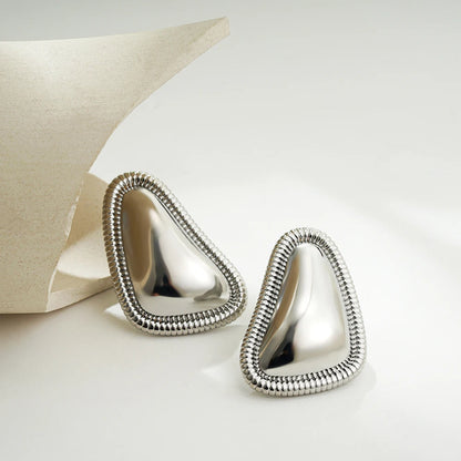 Irregular Trendy Gold Plated Triangle Stud Earrings