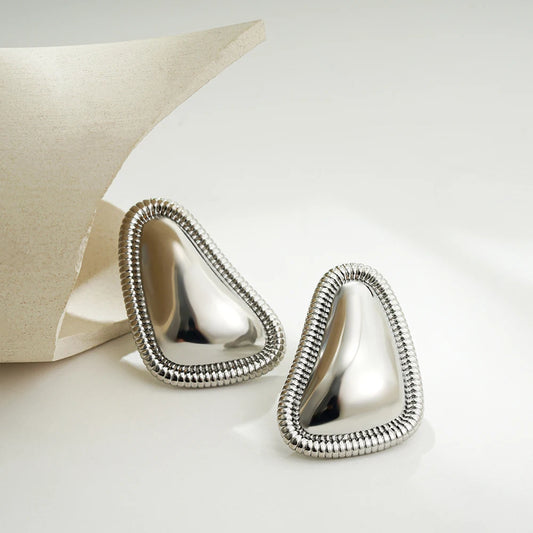 Irregular Trendy Gold Plated Triangle Stud Earrings