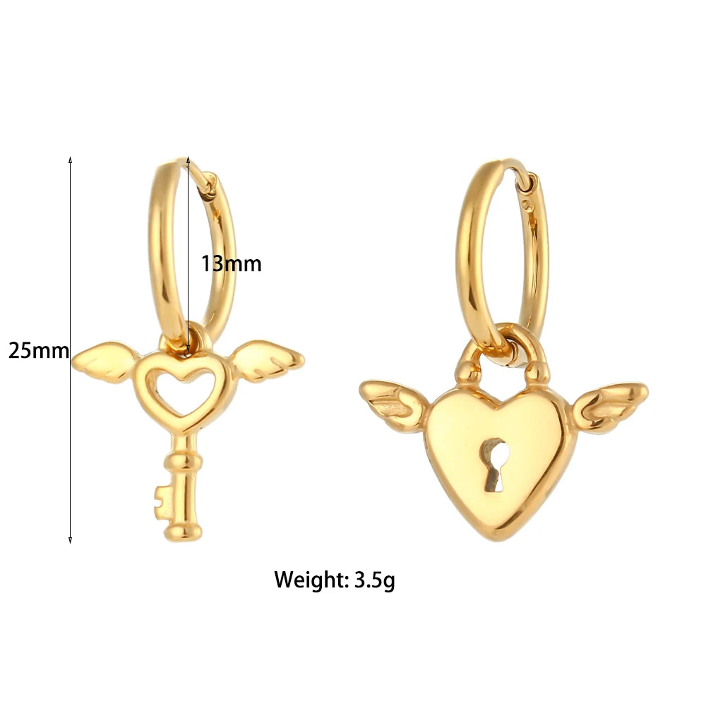 Eden Angel Cupid Heart Small Hoop Earrings
