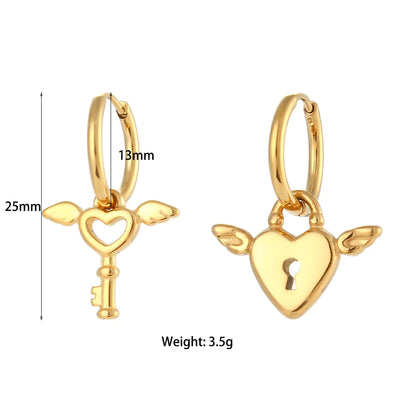 Eden Angel Cupid Heart Small Hoop Earrings