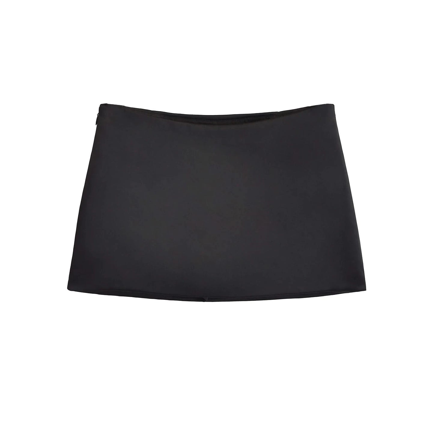 Y2K Black Satin Mini Skirt - Korean Summer Fashion