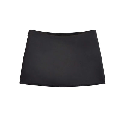 Y2K Black Satin Mini Skirt - Korean Summer Fashion