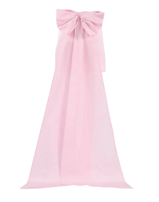 Pink Satin Long Bow Draped Mini Skirt Only