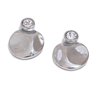 Round Plated Silver  Stud Earrings