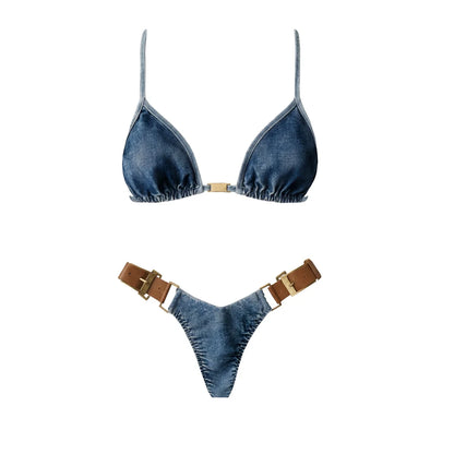 Monochrome Denim Print Bikini