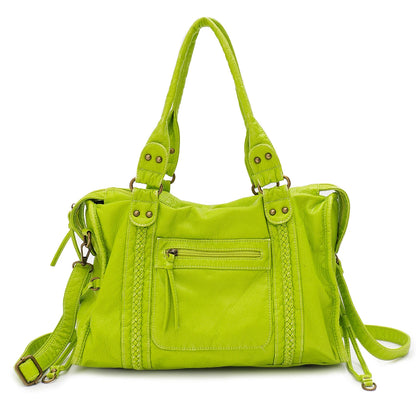 Washed PU Shoulder Tote Bag