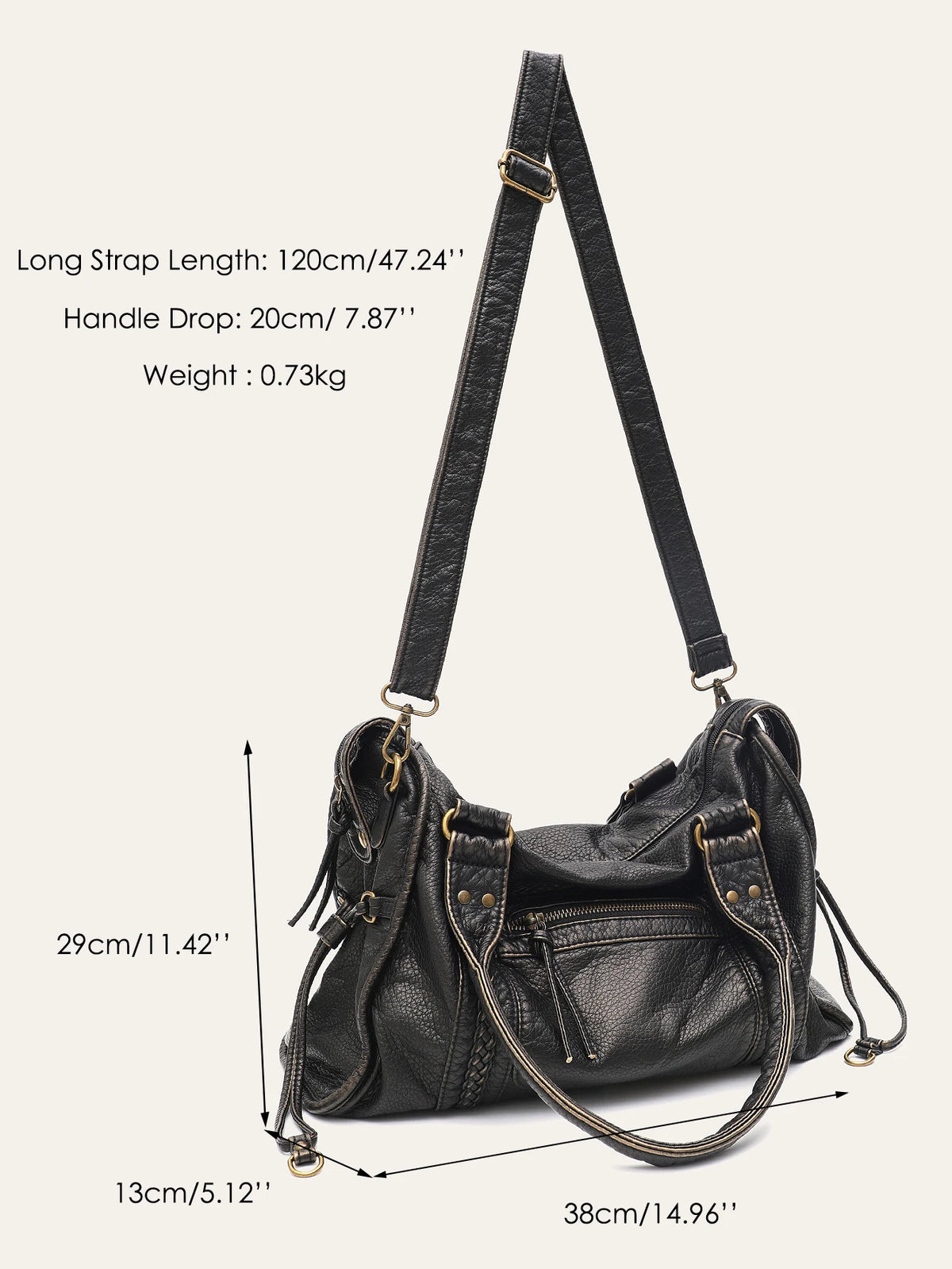 Washed PU Shoulder Tote Bag