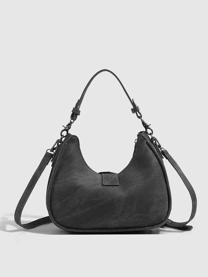 Moonlit Silver Rivet Vintage Shoulder Bag