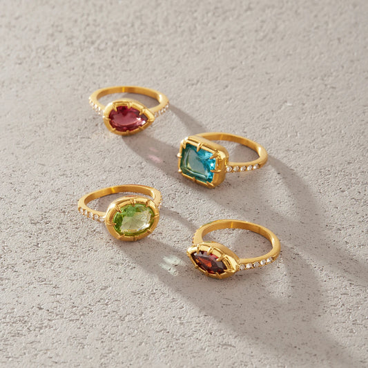 Geometric Zircon Ring
