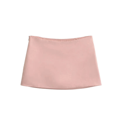 Y2K Black Satin Mini Skirt - Korean Summer Fashion
