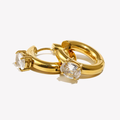 Chunky Gold Plated Round Zircon Earrings