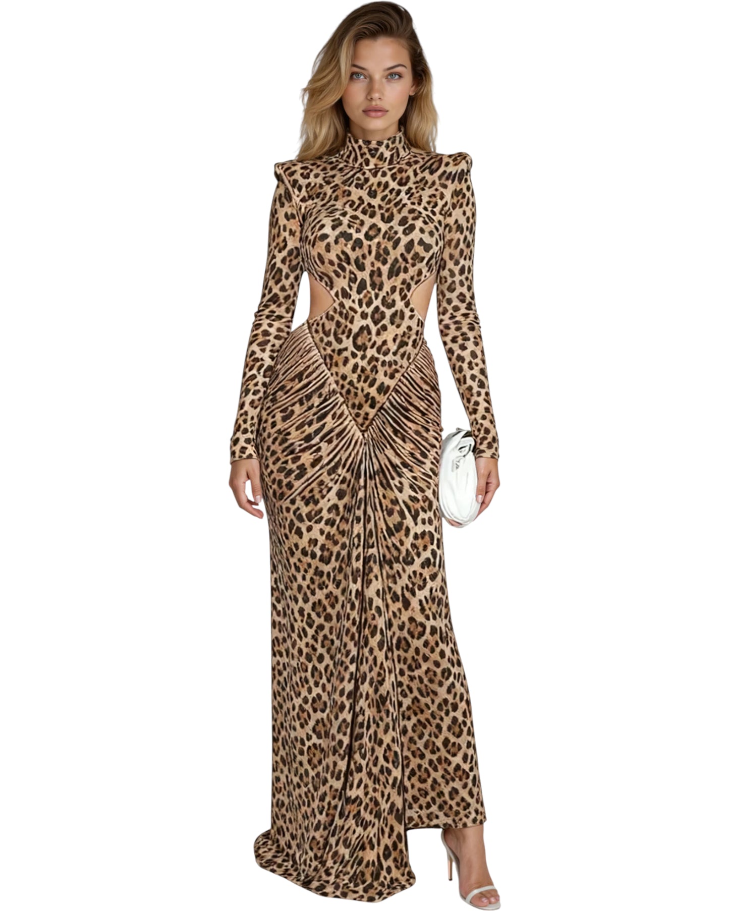 Midnight Stretch Leopard Print Backless Dress