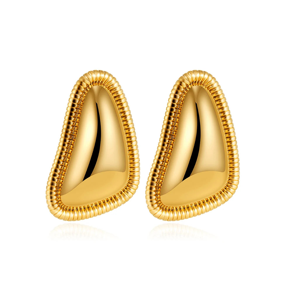 Irregular Trendy Gold Plated Triangle Stud Earrings