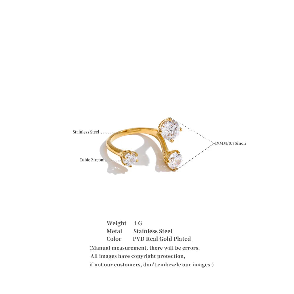 Lucie Cubic Zirconia Adjustable Ring Stainless Steel Gift