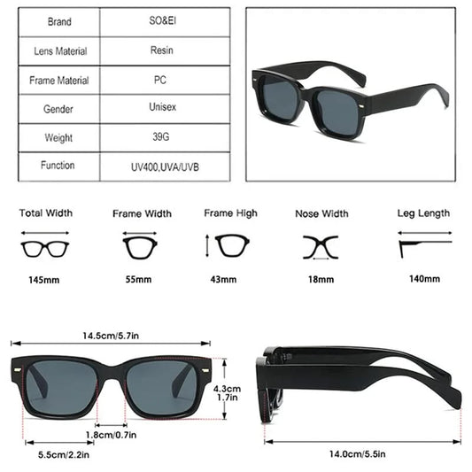Vintage Square Rivet Sunglasses - Fashion Gradient Shades UV400 - additional view 6
