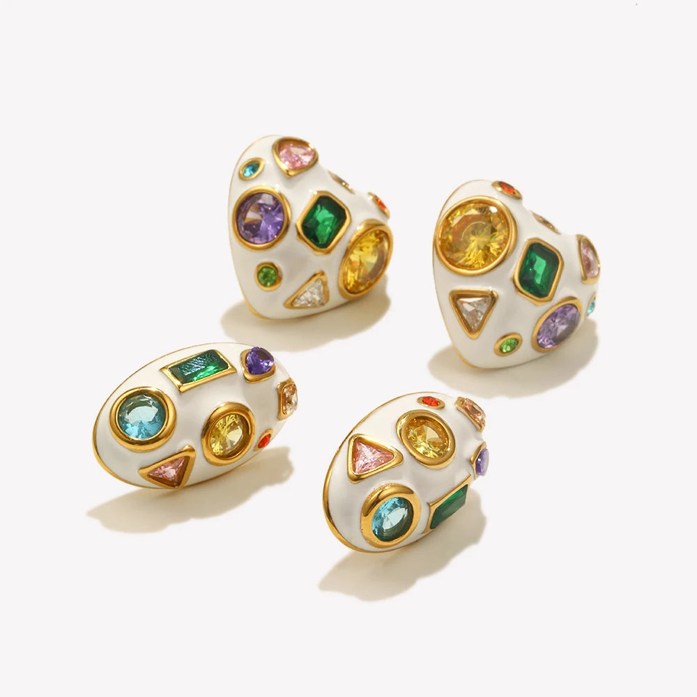 Colorful Geometric Zircon Earrings – Party Statement Jewelry